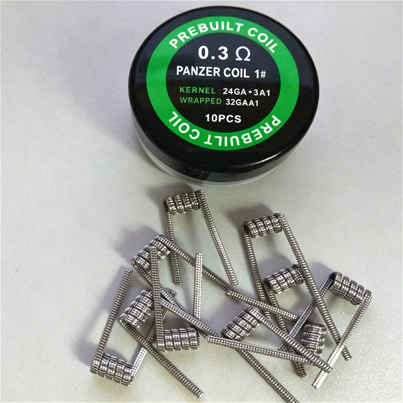 10pcs/box Prebuilt Panzer Coils 0.25Ω/0.3Ω 10Pcs - 24GA/26GA*3 + 32GA A1 Heating Wire, Tight/Loose Wound DIY Heating Elements