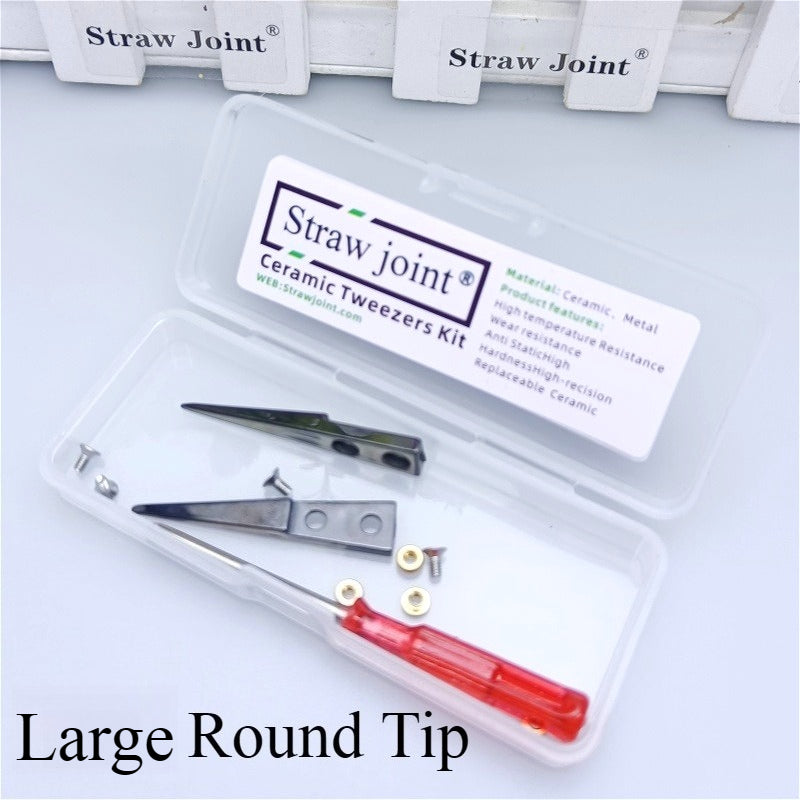 Ceramic Tweezers Tips Kit Stainless Steel Handle Anti-Static High Precision Replacement Tweezers Parts Set Tweezers Repair Tools