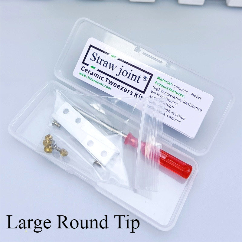 Ceramic Tweezers Tips Kit Stainless Steel Handle Anti-Static High Precision Replacement Tweezers Parts Set Tweezers Repair Tools