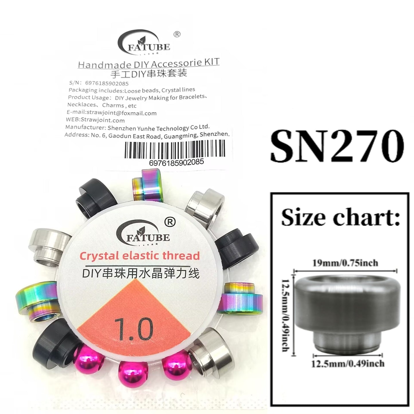 Colorful Stainless Steel Bead Separator DIY Handmade Beading Accessories, Crystal Elastic Thread for Homemade Bracelets and Necklaces Kit