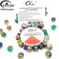Nebula Marbled Round Beads with Snake Skin Honeycomb Metal End Caps + Elastic Cord DIY Bracelet Making Kit.