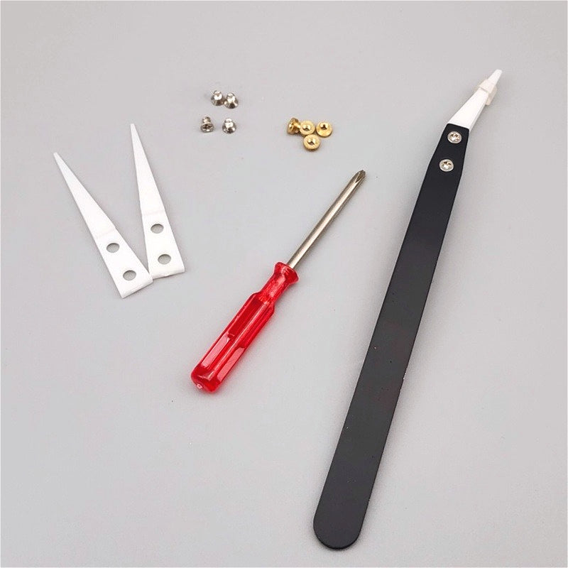 High-Temperature Resistant Smooth Stainless Steel Ceramic Tweezers - Household Pointed & Bent Tip Tool Set