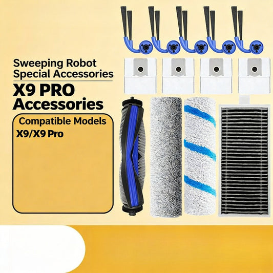 Compatible with Ecovacs X9 / X9 Pro Robot Vacuum Cleaner Parts Side Brush Hepa Filter Rolling Brush Dust Bag
