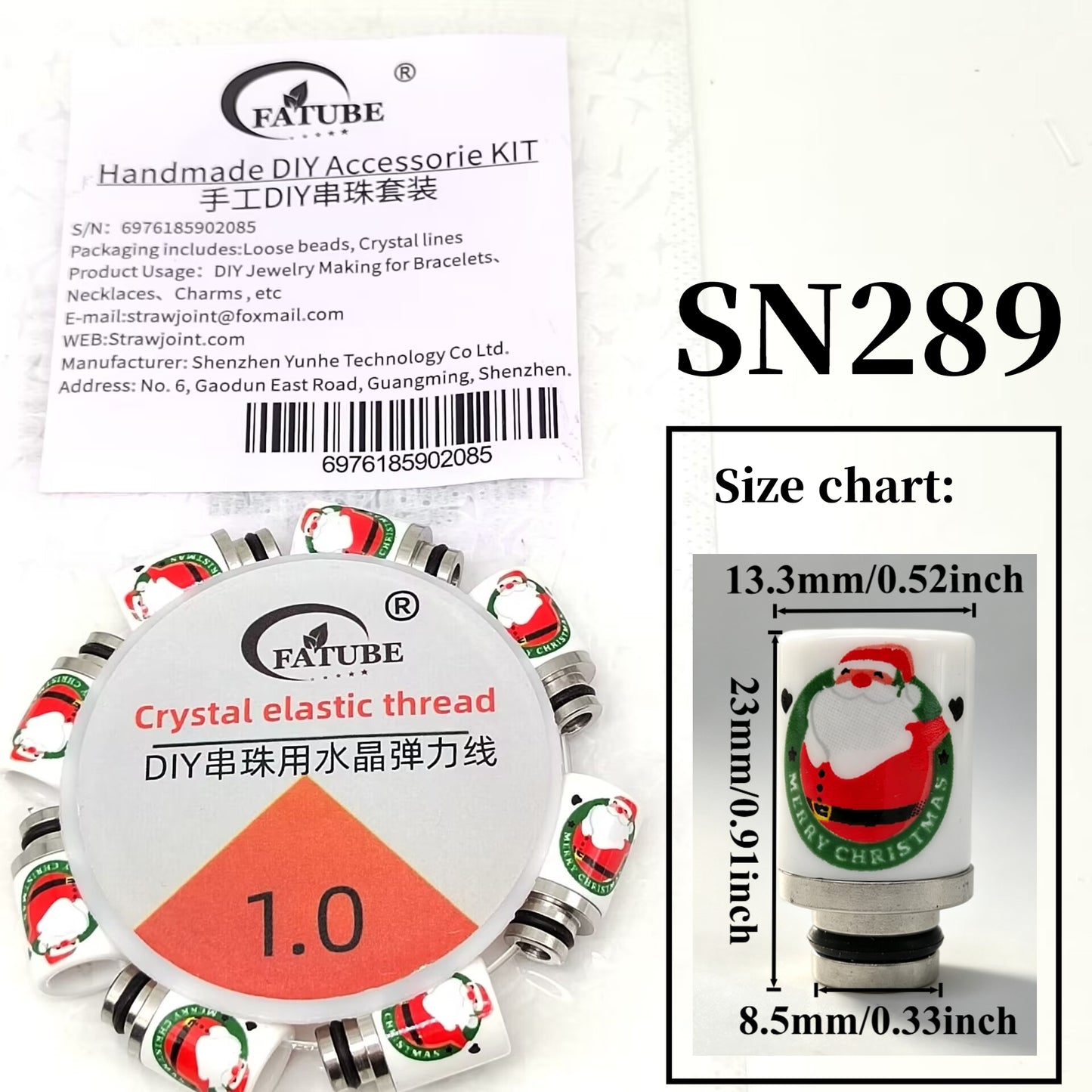 1.0mm Crystal Elastic Thread Beading Kit, Printed Ceramic Tube Beads and Stainless Steel Spacers, DIY Handmade Bracelet Necklace Jewelry Making Supplies