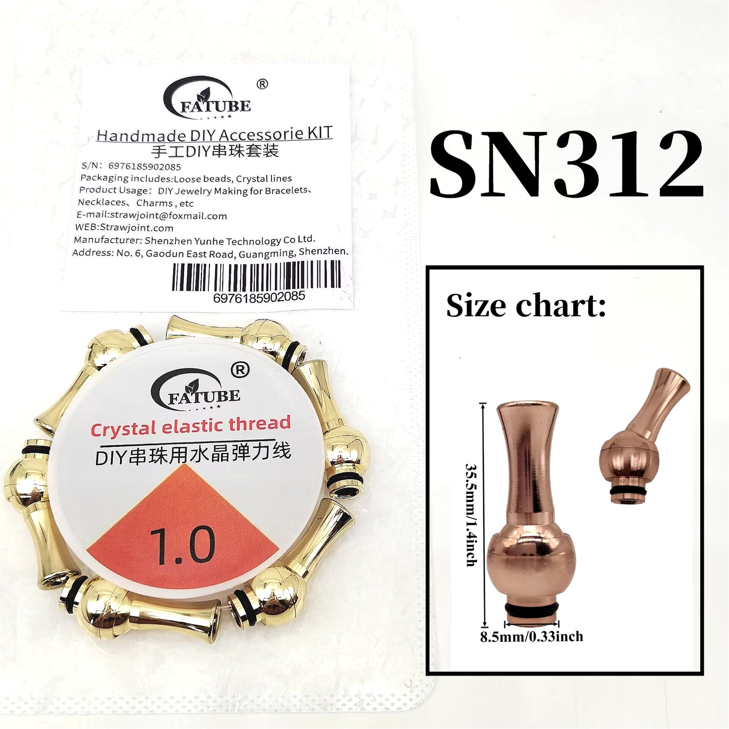 FATUBE Rotatable Multi-Color Plated Metal Tube Beads DIY Jewelry Kit, Bracelet Necklace Making Supplies with 1.0mm Crystal Elastic Thread