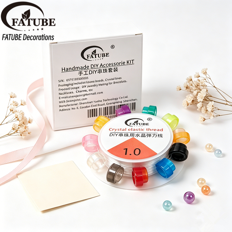 FATUBE handmade DIY bracelet accessories - resin material beads + bracelet-compatible crystal elastic thread.