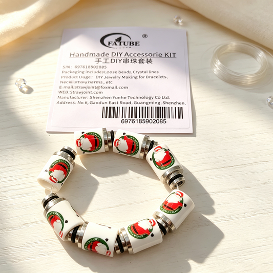 1.0mm Crystal Elastic Thread Beading Kit, Printed Ceramic Tube Beads and Stainless Steel Spacers, DIY Handmade Bracelet Necklace Jewelry Making Supplies