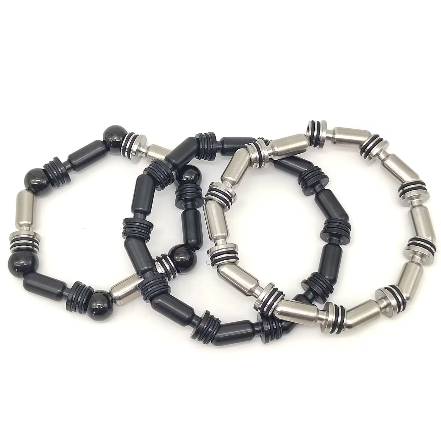 Handmade DIY Jewelry Making Kit Stainless Steel Threaded Cylinder Loose Beads 1.0mm Crystal Elastic Thread For Bracelet Necklace.