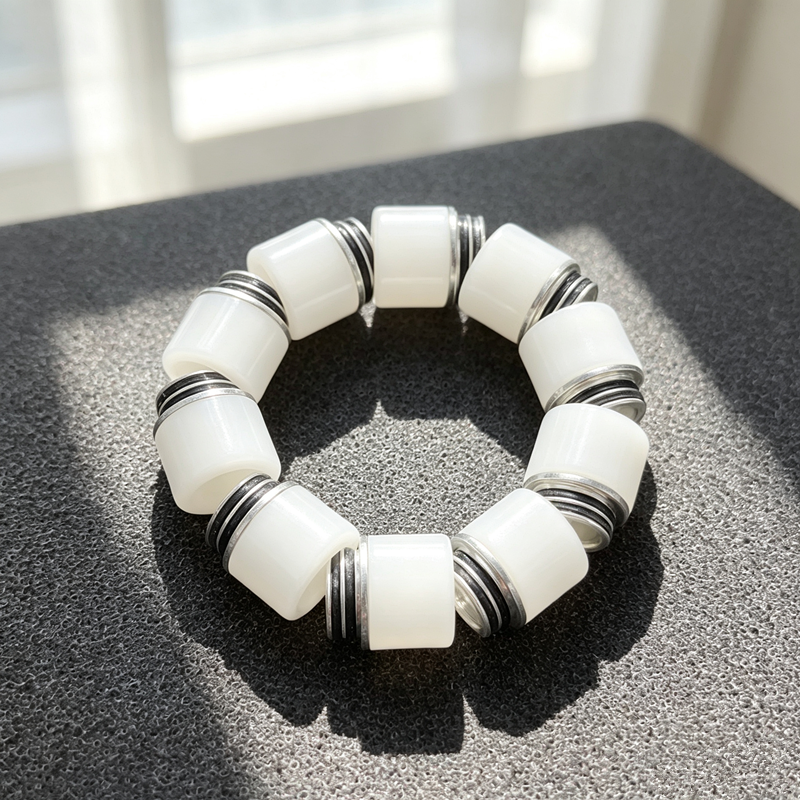 Handmade DIY Jewelry Accessory Kit, Smooth Printed Ceramic Beads, 1mm Crystal Elastic String, Cylindrical Ceramic Nozzle Beads for Bracelet Making