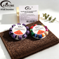 FATUBE Colorful Dyeing/Gold Pattern Resin Bead + Round Bead DIY Pendant Accessories, Loose Beads Set, 1.0 Elastic Thread Material Pack