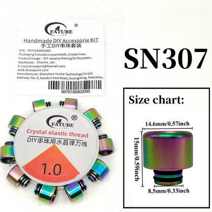 Rainbow Iridescent Stainless Steel Tube Spacer Beads DIY Jewelry Making Kit, 1.0mm Crystal Elastic Stretch Thread, Handmade Bracelet Wristband Craft Accessories Set.