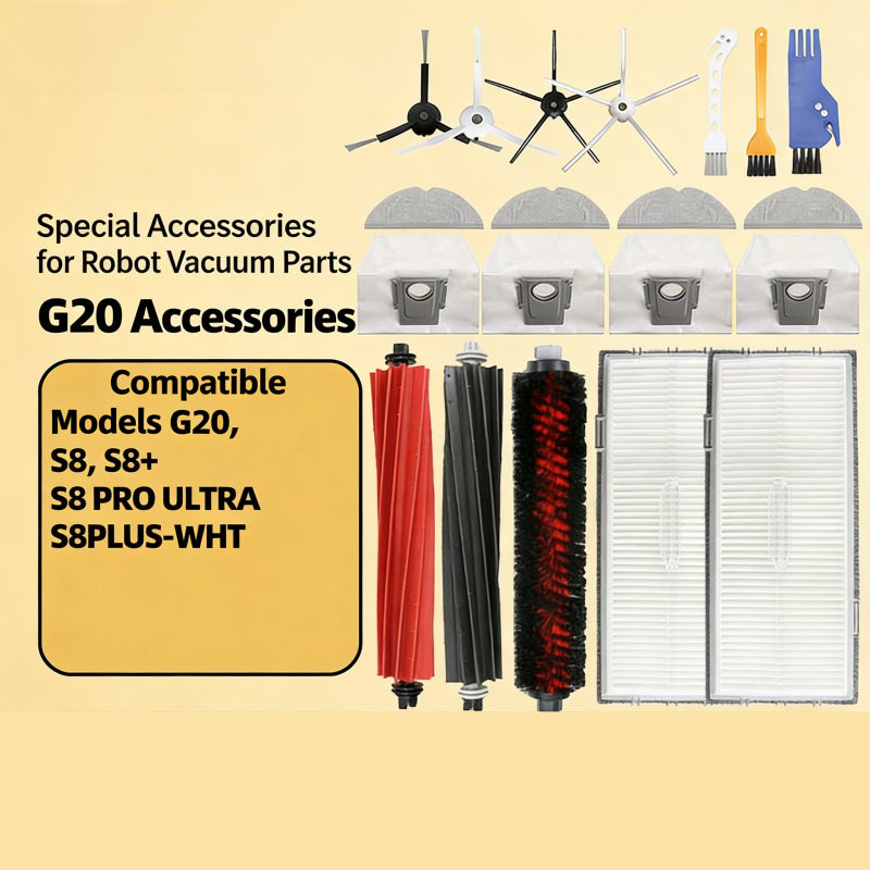 Roborock G20 S8 S8 PRO S8 Pro Ultra Robot Vacuum Accessories: Dual Main Brushes, Filters, Mop Cloths, Dust Bags