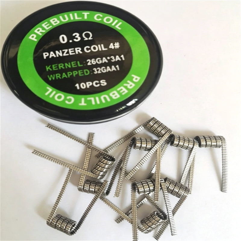 10pcs/box Prebuilt Panzer Coils 0.25Ω/0.3Ω 10Pcs - 24GA/26GA*3 + 32GA A1 Heating Wire, Tight/Loose Wound DIY Heating Elements