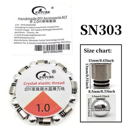 Stainless Steel Metal Beads DIY Bracelet Making Kit, silver cylindrical spacer beads matched with 1.0 mm crystal elastic thread, handmade bracelet accessory set.