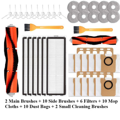 Replacement Parts for Mi Robot Vacuum-Mop All-Rounder 1S/2S/3S & Self-Cleaning 2 Pro | Main Brush, Filter, Mop Cloth