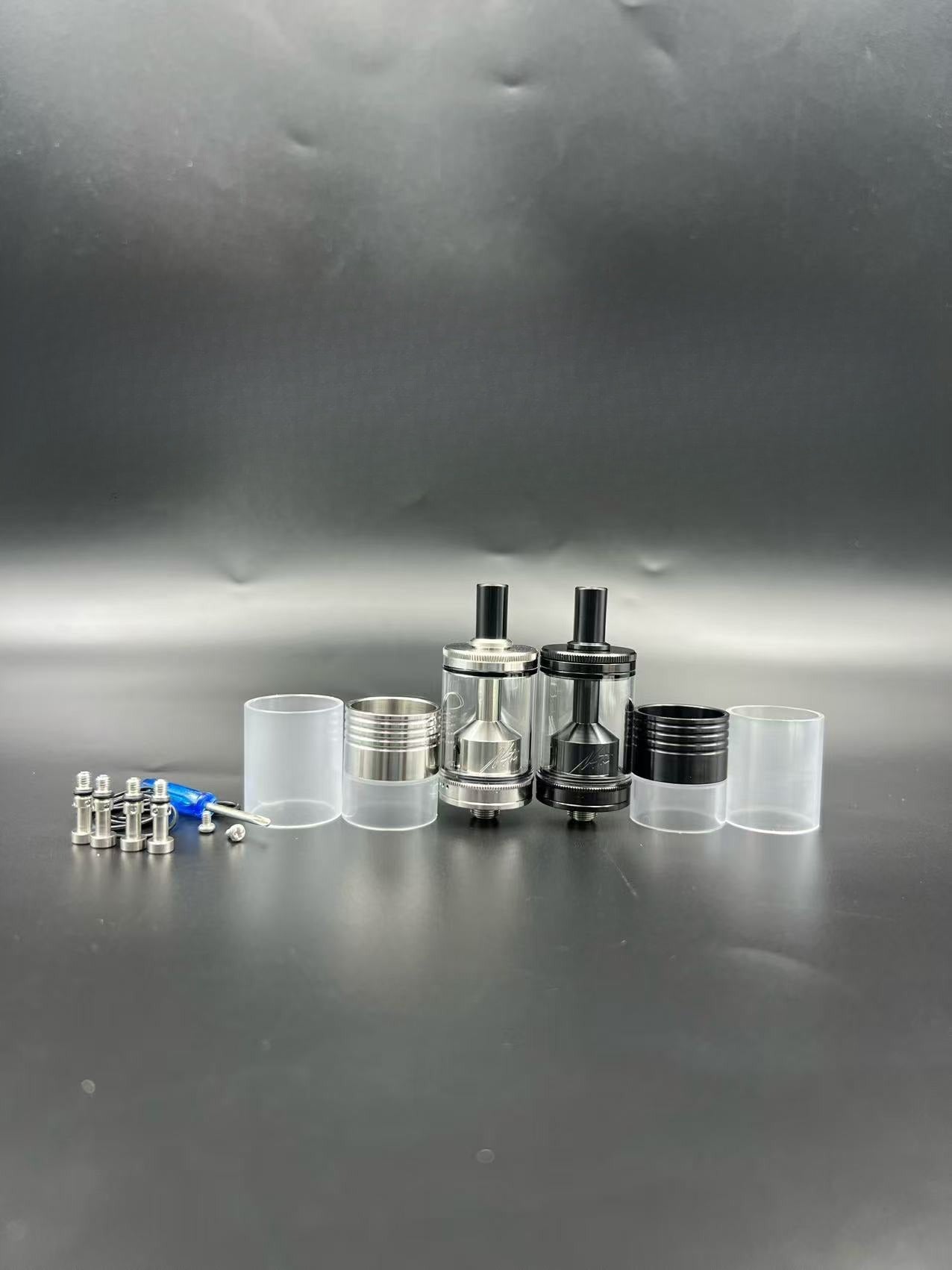 DDSX Netsu RTA Atomizer OD22mm 316 Stainless Steel Black with 1.0/1.2/1.5/1.8/2.0mm Airflow Control Screws