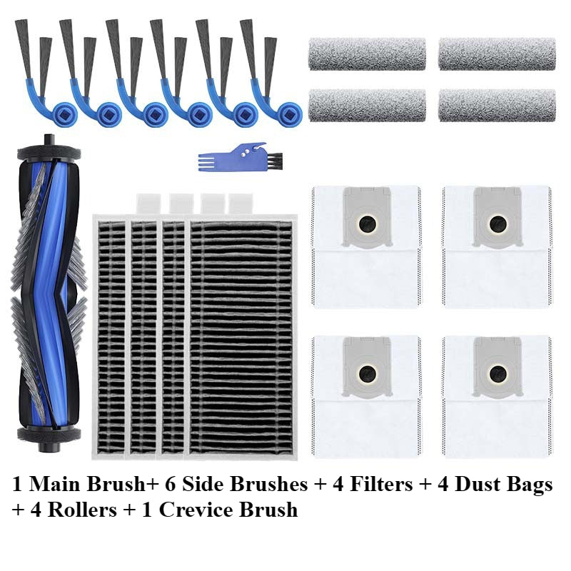 Compatible for Ecovacs T80 Consumables Robot Vacuum Cleaner Parts Roller Brush Side Brush Mop Cloth Filter Cleaning Solution Dust Bag
