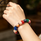 FATUBE Colorful Dyeing/Gold Pattern Resin Bead + Round Bead DIY Pendant Accessories, Loose Beads Set, 1.0 Elastic Thread Material Pack