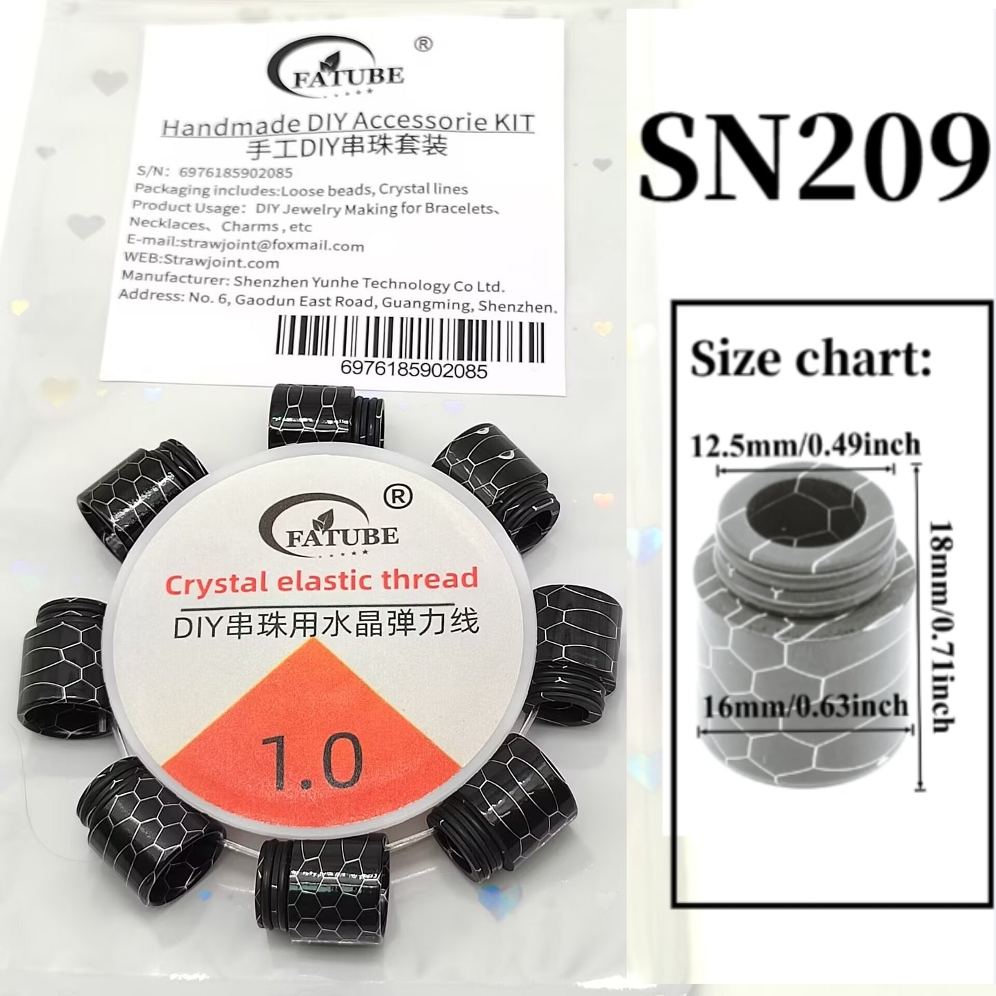 Snake Skin Crack Honeycomb Barrel Loose Beads With 1.0mm Elastic Cord DIY Bracelet Jewelry Making Supplies.