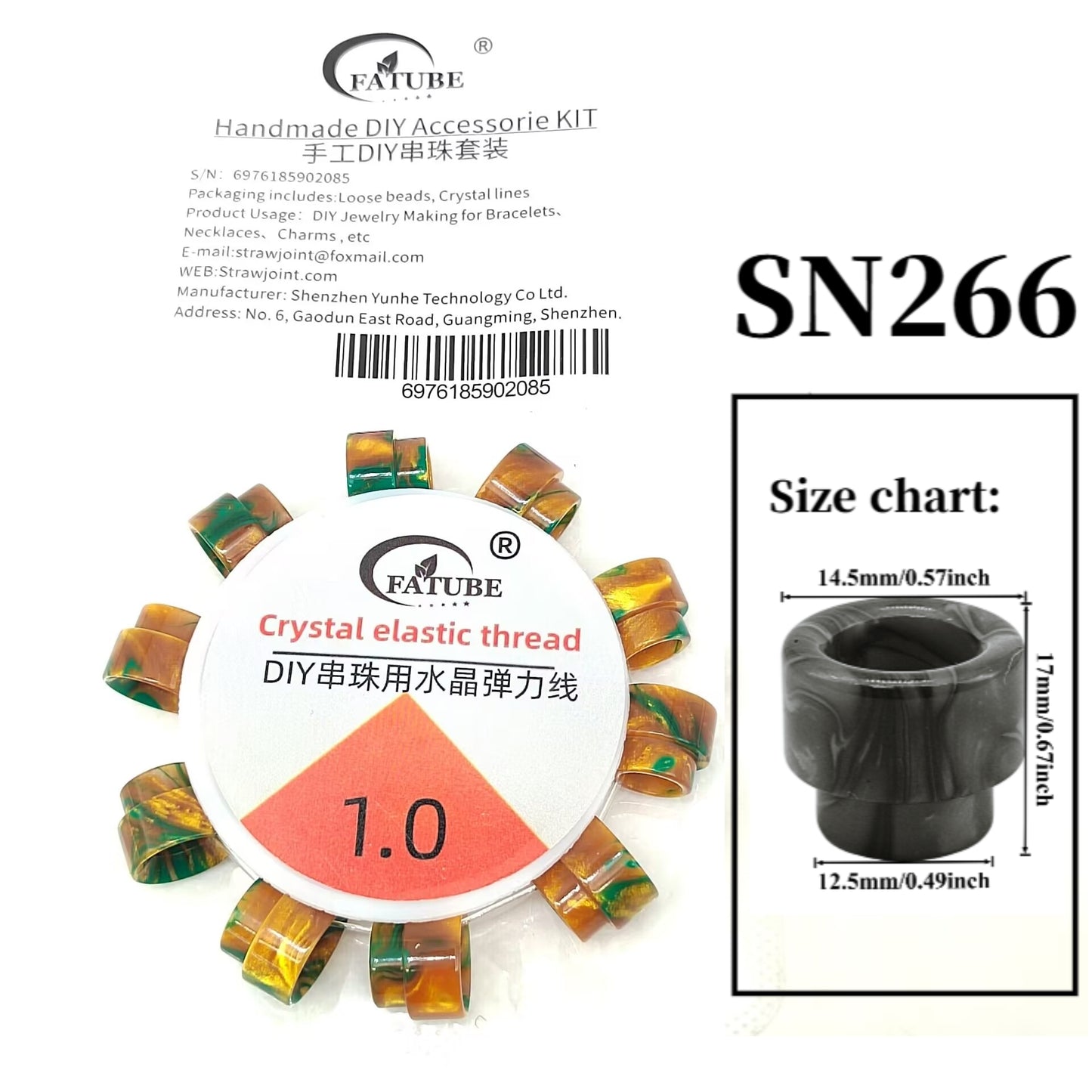 Colorful Gold Foil Resin Large Hole Spacer Tube Beads Loose Beads for DIY Handmade Bracelet Necklace Jewelry Making.