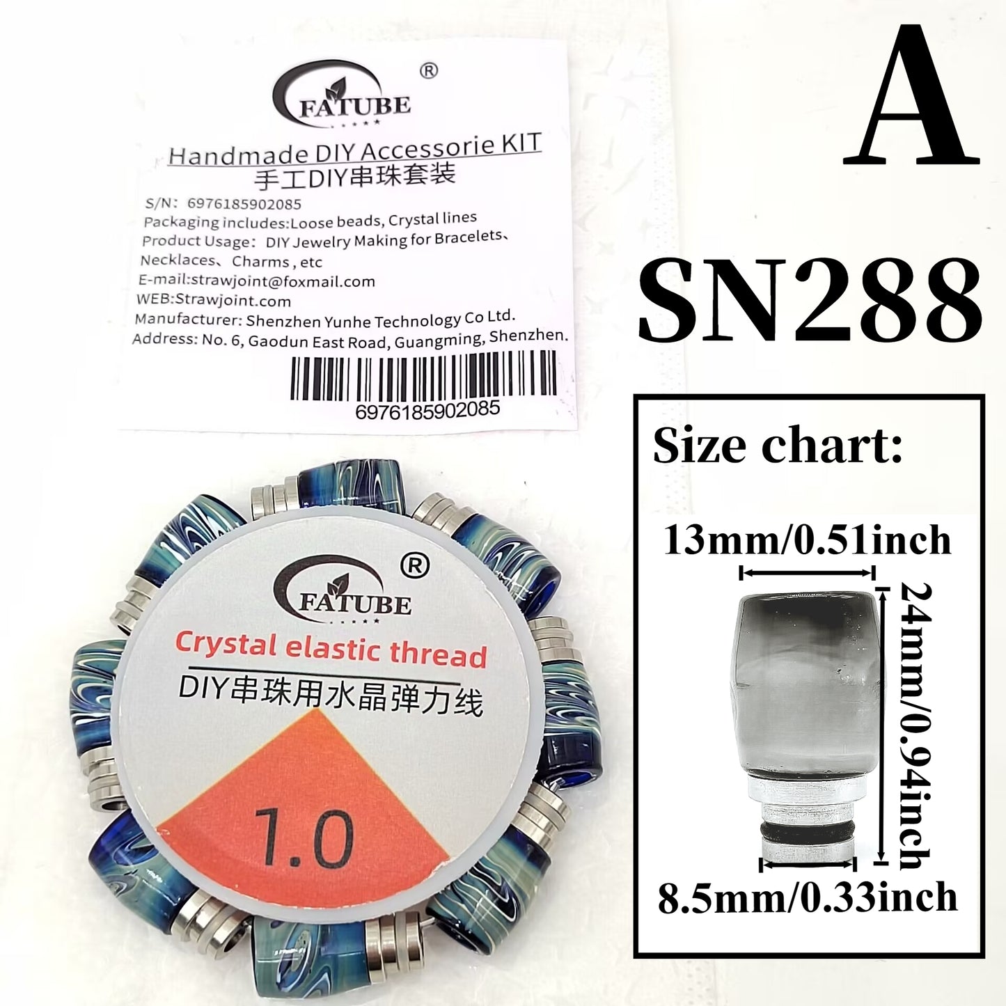 FATUBE Blue Patterned Lapidary Glass Beads DIY Beading Set 1.0mm Crystal Elastic Thread Handmade Bracelet Accessories Glass Dividing Beads Components.