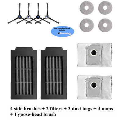 Consumables & Accessories for Ecovacs T50 PRO Robot Vacuum:Dust Bag,Mop Cloth,Cleaning Solution,Rolling Brush,Side Brush,Filter