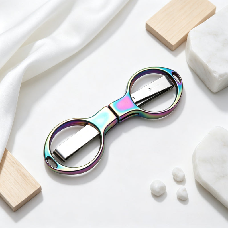 1PC Mini Eyeglass Shaped Folding Pocket Scissors, Portable Travel Small Scissors for DIY Sewing Thread Cutting & Craft Supplies