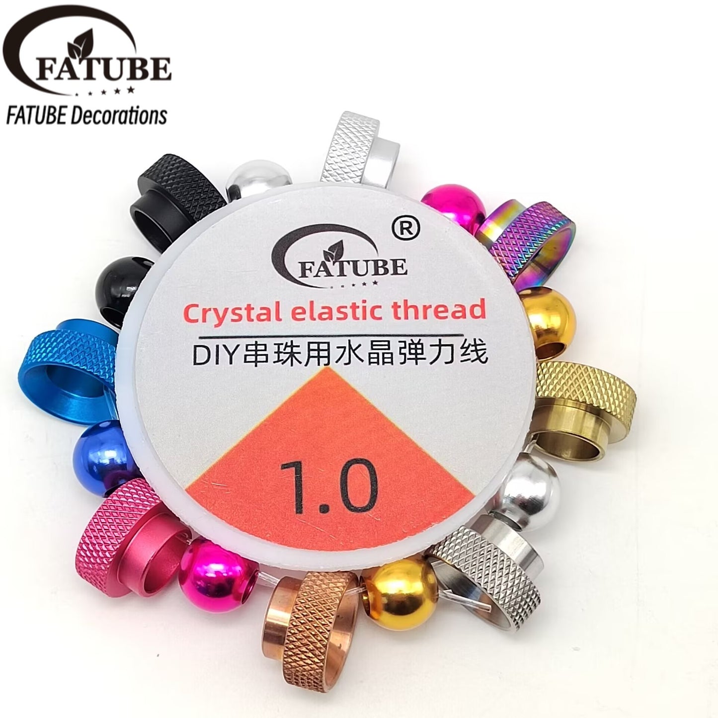 Colorful embossed aluminum beads + highly transparent crystal elastic thread. DIY handmade bracelet accessory kit.