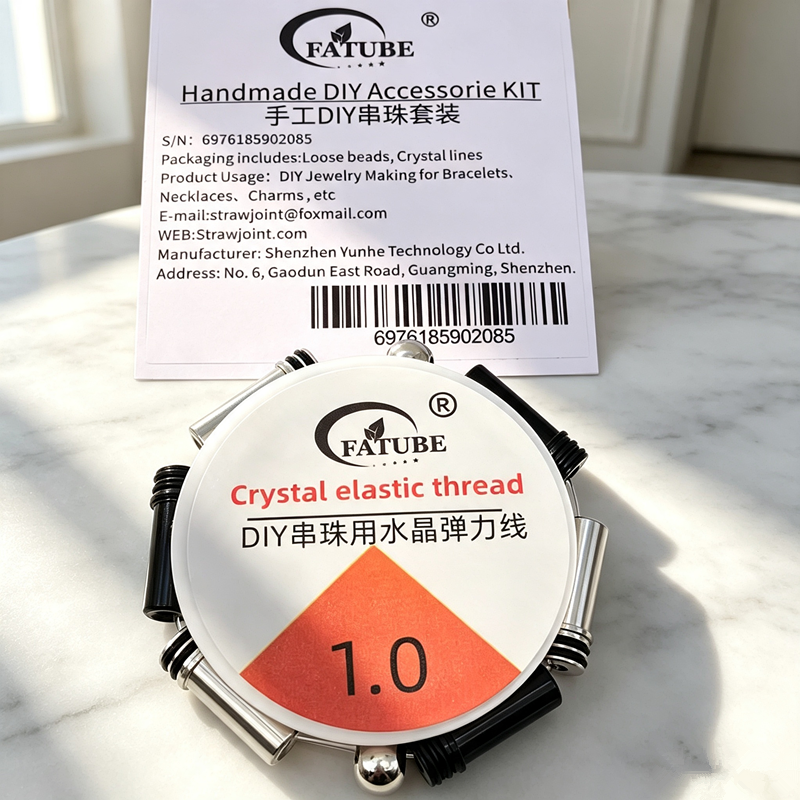 FATUBE handmade Jewelry Making Kit 1.0 Crystal Elastic Thread Stainless Steel Bead Tube DIY Bracelet Accessories.