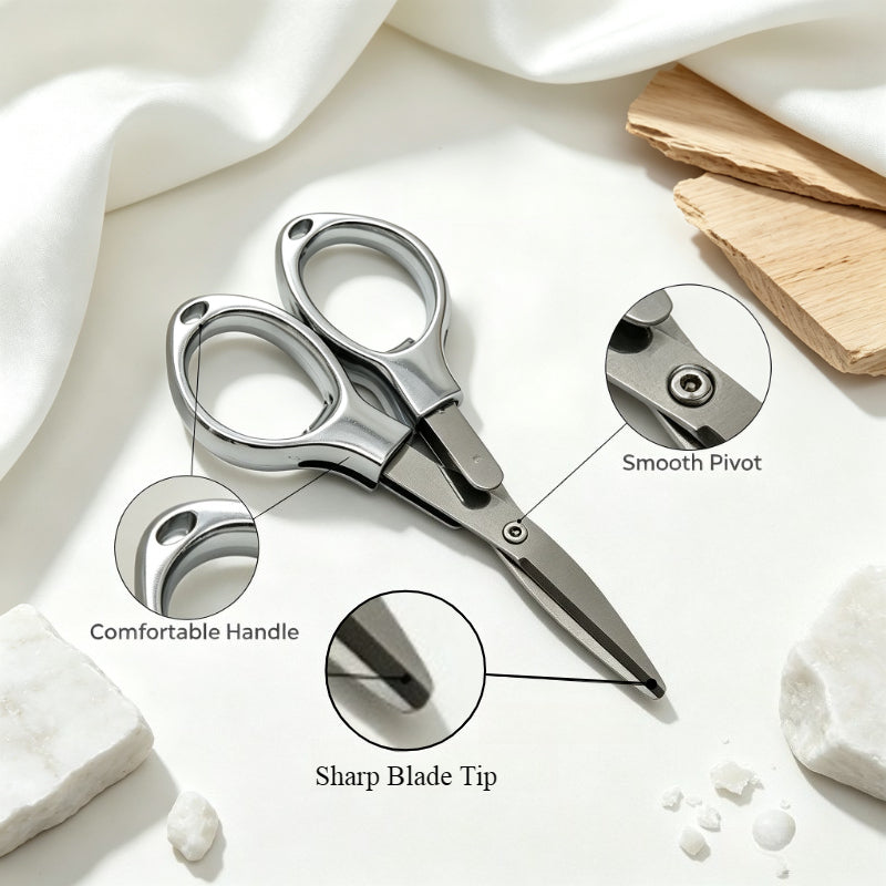 1PC Mini Eyeglass Shaped Folding Pocket Scissors, Portable Travel Small Scissors for DIY Sewing Thread Cutting & Craft Supplies