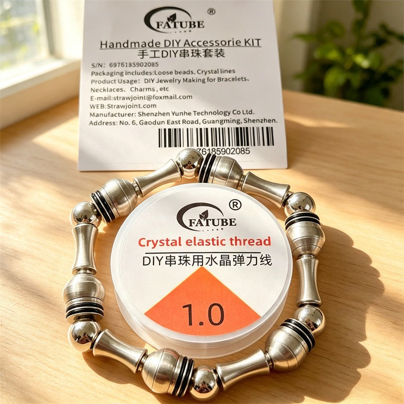 Silver Rotatable Metal Tube Beads DIY Jewelry Accessory Kit, Handmade Bracelet and Necklace Making Supplies, Includes 1.0mm Crystal Elastic Stretch Thread