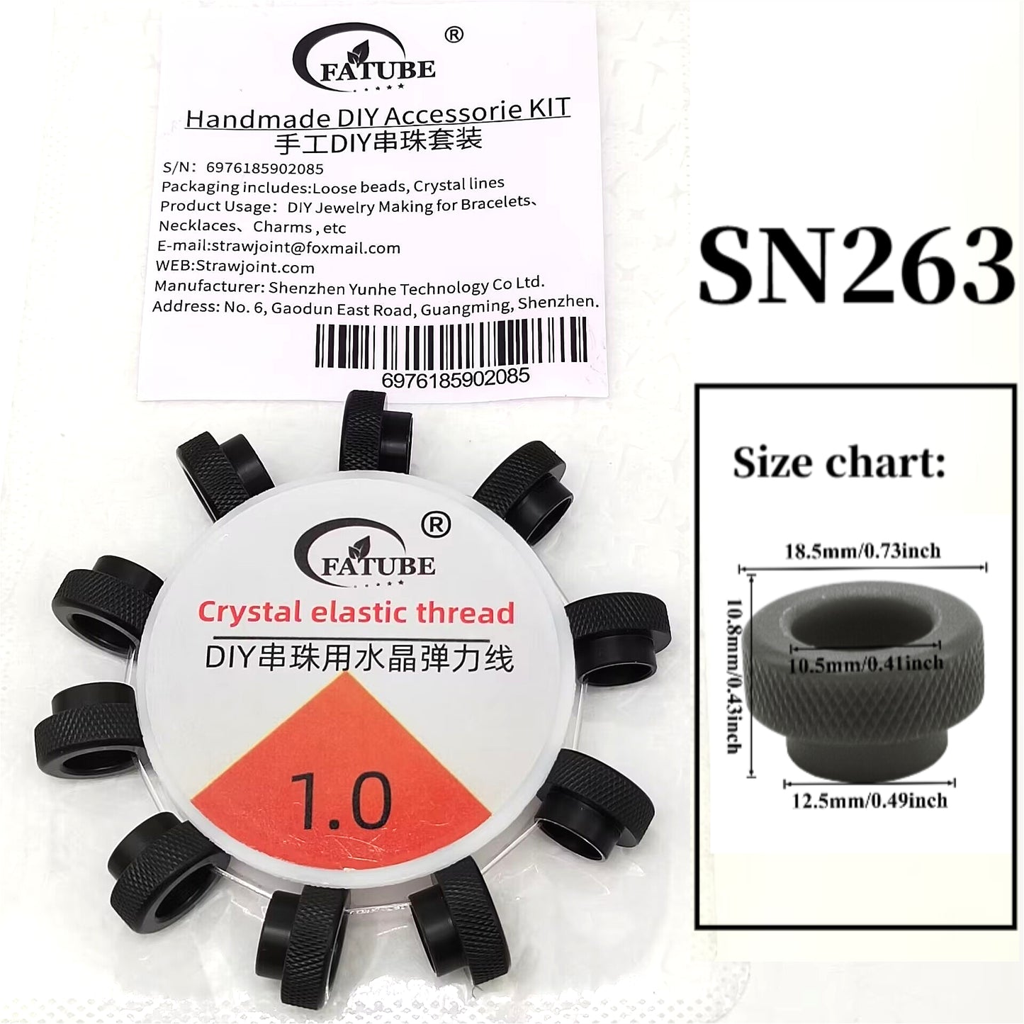 Multi-color PC material beads + elastic stringing thread set 1.0mm DIY bracelet and necklace accessory making thread materials set