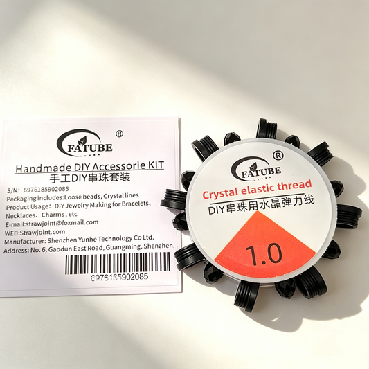 FATUBE 1.0 Black POM Beads + Crystal Elastic Thread Set DIY Handmade Beading Thread Materials Accessories.