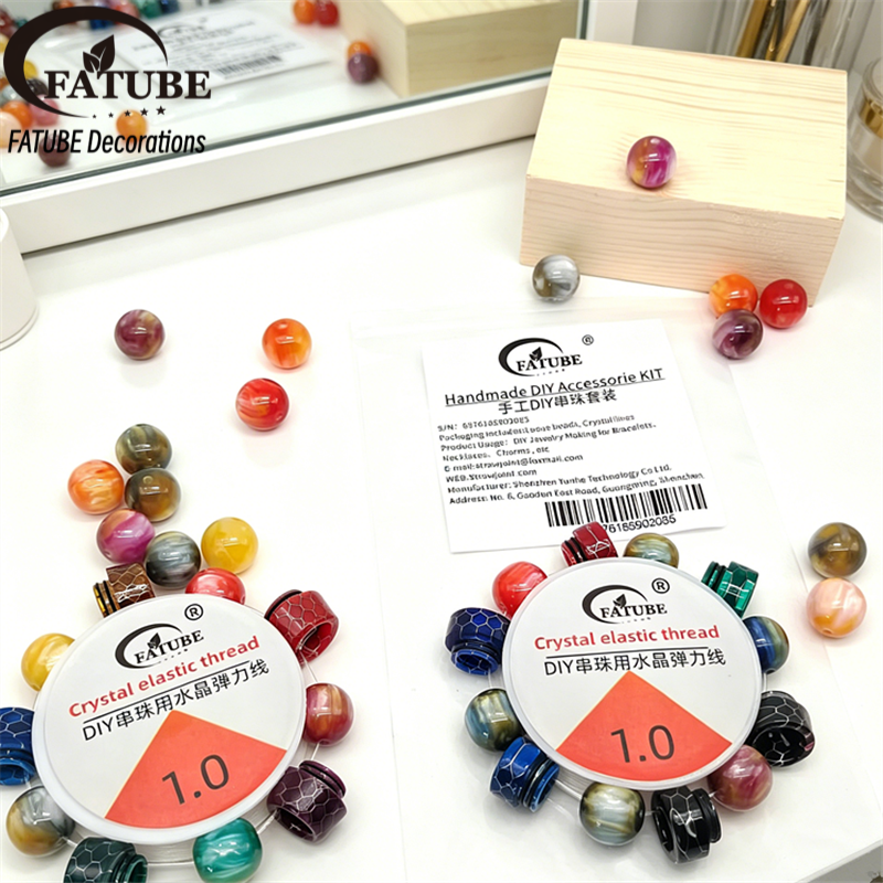 Mixed Color Crack Texture Resin Spacer Beads Set Handmade Jewelry Bracelet Accessories Material.