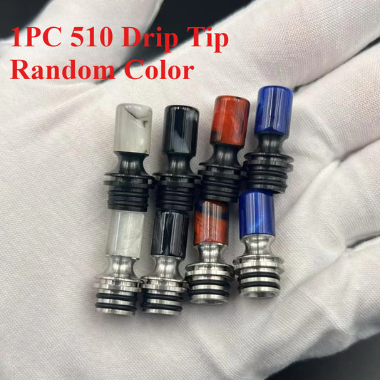 DDSX 1PC New 510 Drip Tip Stainless Steel Resin Anti-Condensation Mouthpiece ID2.8mm Random Color