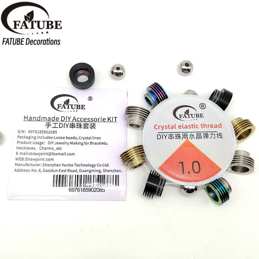 DIY Jewelry Making Loose Beads FATUBE Metal Stainless Steel Beads Kit with 1.0mm Crystal Elastic String for Handmade Bracelets Necklaces