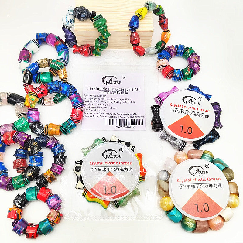 Mixed Color Imitate Jade Loose Beads Set Crystal Elastic Thread DIY Jewelry Making Accessories Material.
