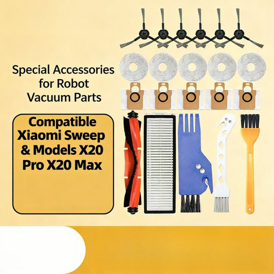 For Xiaomi Mi Robot Vacuum X20 Pro / X20 Max Accessories, Roller Brush, Side Brush, Hepa Filter, Mop Cloth, Dust Bag