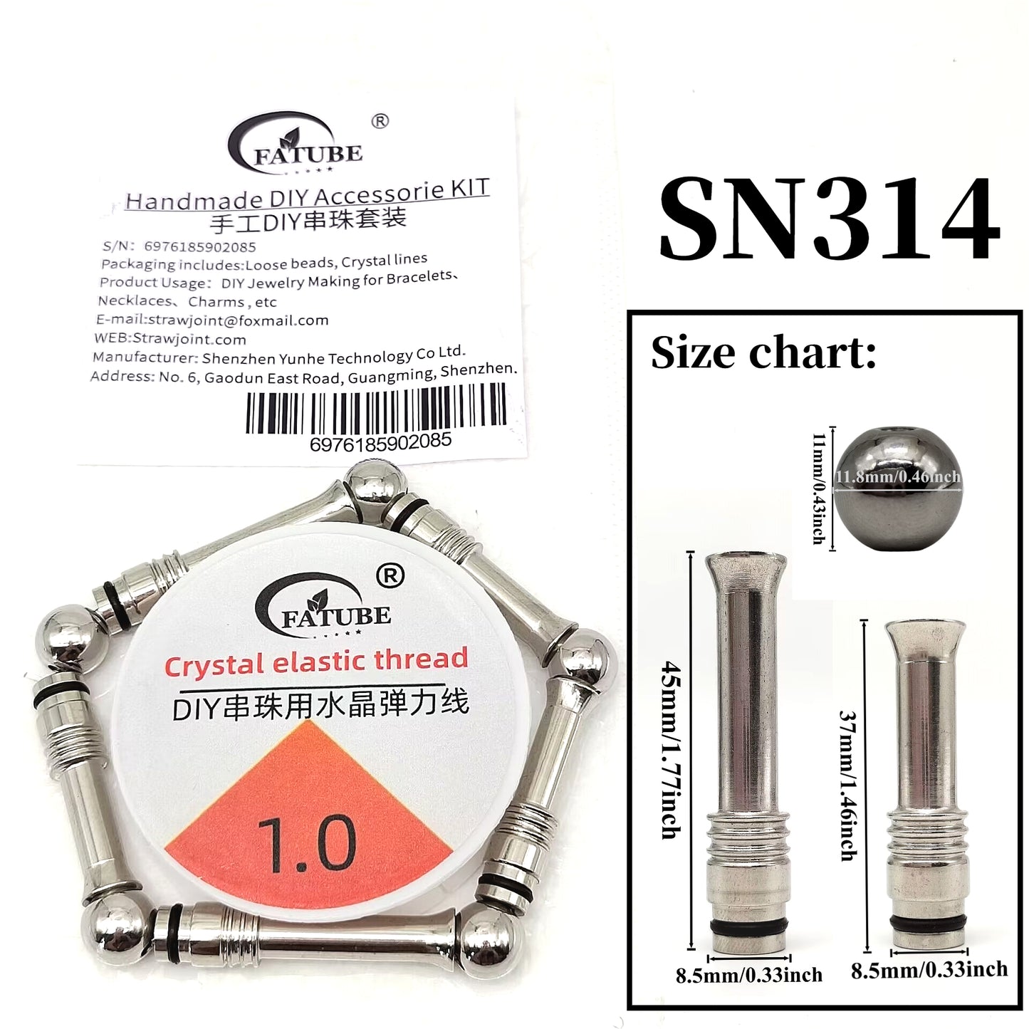 Silver Electroplated Metal Tube Beads DIY Jewelry Making Kit, Handcraft Bracelet Necklace Accessories with 1.0mm Crystal Elastic Stretch Thread