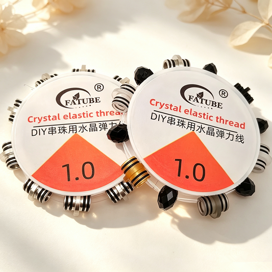 FATUBE 1.0mm Crystal Elastic Thread Set Includes Metal Beads + POM Plastic Beads. Handmade Necklace. DIY Bead Accessories.