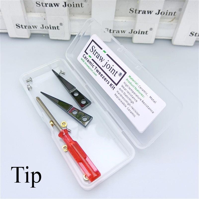 Ceramic Tweezers Tips Kit Stainless Steel Handle Anti-Static High Precision Replacement Tweezers Parts Set Tweezers Repair Tools