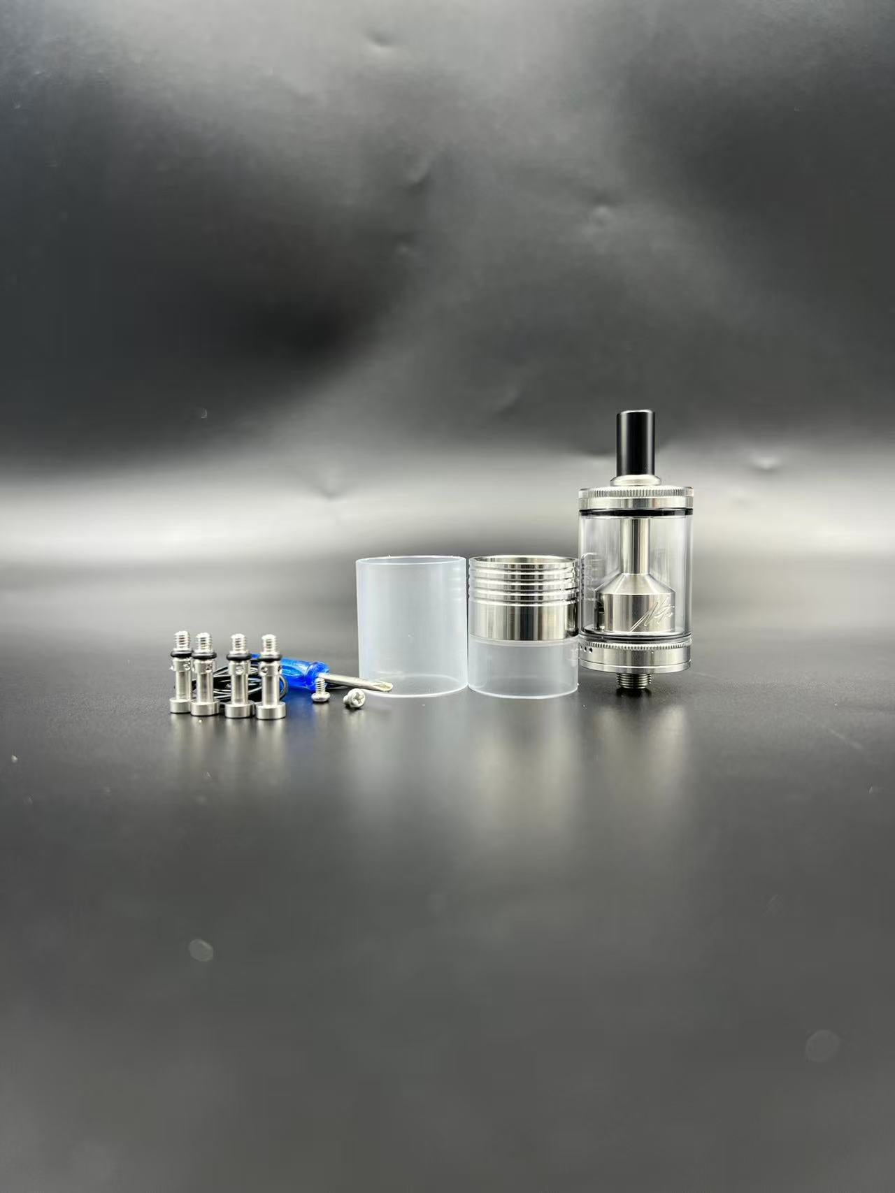 DDSX Netsu RTA Atomizer OD22mm 316 Stainless Steel Black with 1.0/1.2/1.5/1.8/2.0mm Airflow Control Screws