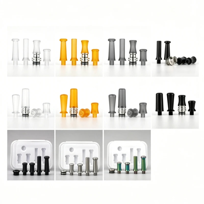 1Set 510 Drip Tip Kit Stainless Steel Plastic PEI POM Mouthpiece Connector