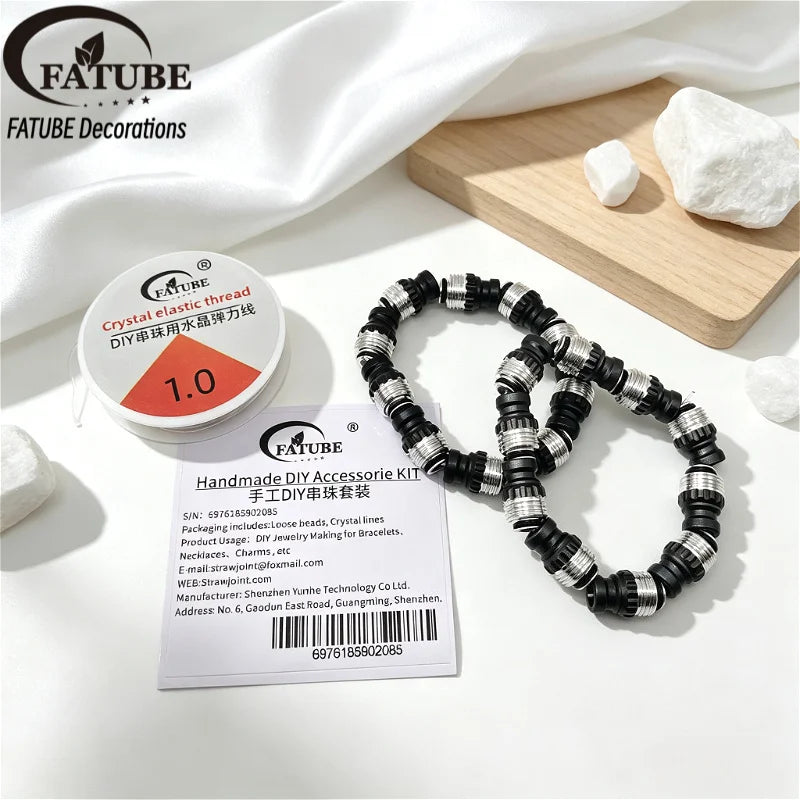 FATUBE Metal Spacer Beads DIY Bracelet Making Kit Crystal Elastic Thread Loose Beads for Handmade Jewelry Charms Craft Supplies