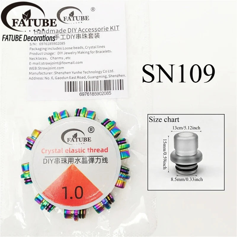 FATUBE DIY Beads Kit - Colorful Plastic Loose Beads with 1.0mm Crystal Elastic Thread for Custom Bracelet Necklace Charm Making