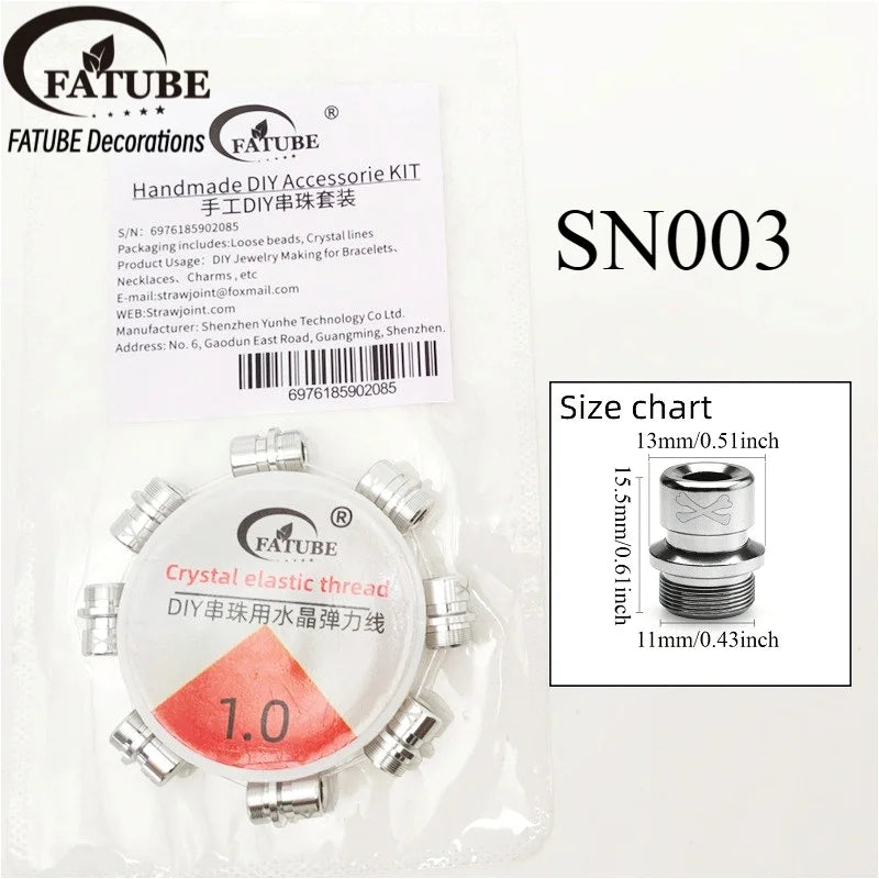FATUBE DIY Jewelry Set Multicolor Thread Large Hole Aluminum Beads Elastic Thread For Handmade Bracelet Charm Craft Making