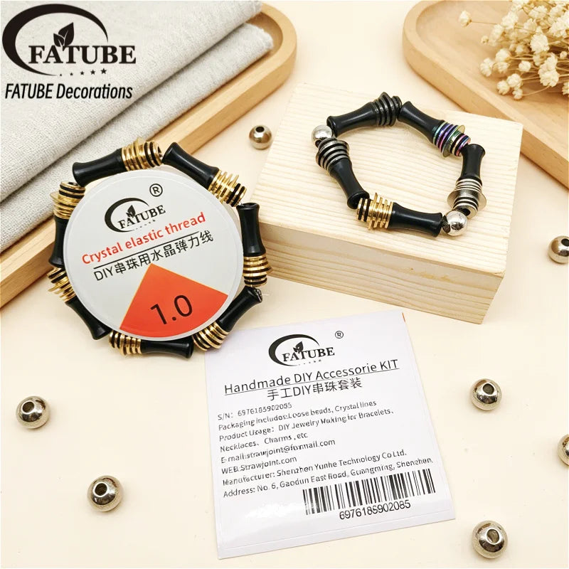 FATUBE DIY Jewelry Making Tube Beads Kit Metal Plastic Spacer Beads Elastic Thread for Bracelet Necklace Handmade Jewelry Parts