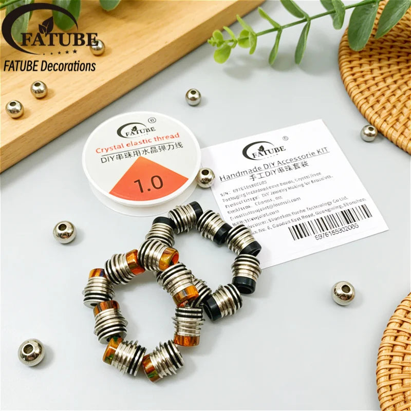 FATUBE Metal Resin Spacer Beads DIY Bracelet Jewelry Making Kit with 1.0mm Crystal Elastic Thread