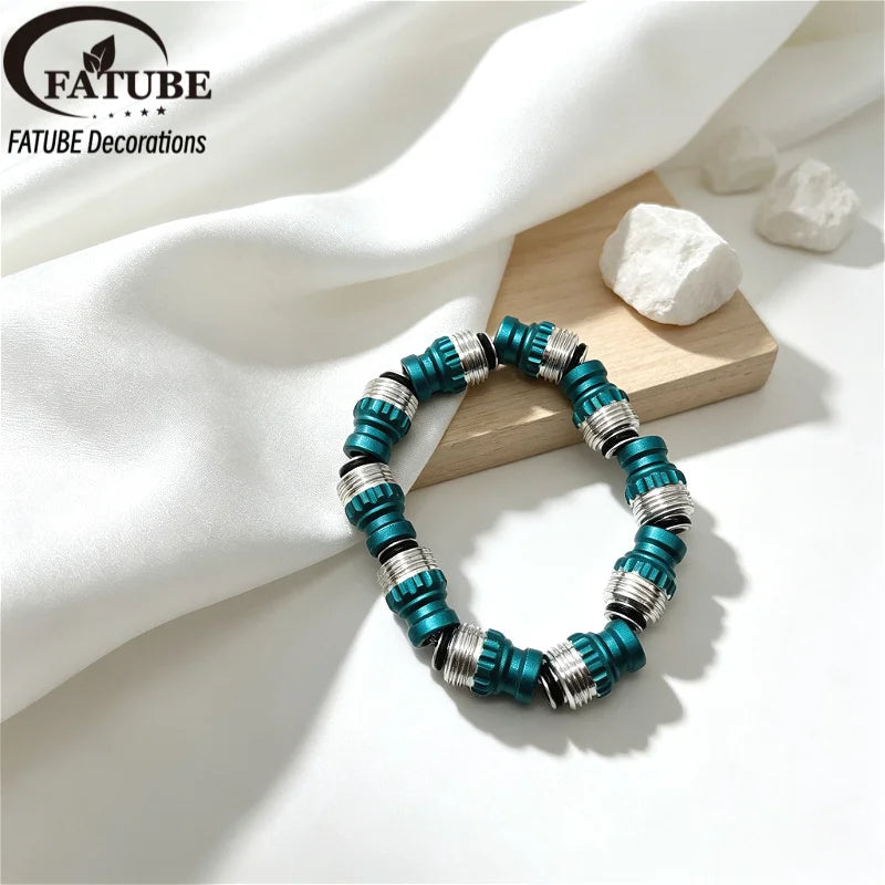 FATUBE Metal Spacer Beads DIY Bracelet Making Kit Crystal Elastic Thread Loose Beads for Handmade Jewelry Charms Craft Supplies