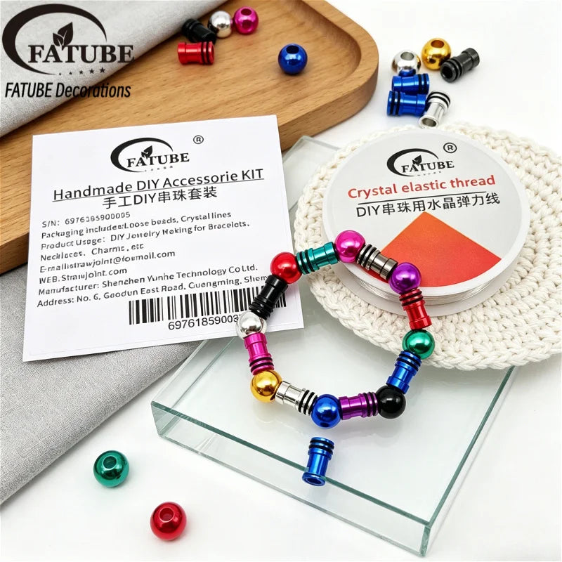 FATUBE Mixed Color Aluminium Column Beads DIY Handmade Jewelry Findings for Bracelet Craft Making Supplies